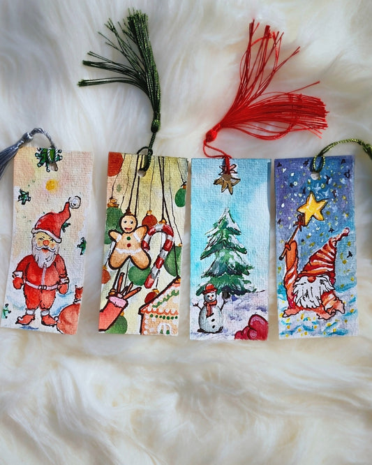 Hand-Painted Christmas Bookmark Set – Festive & Unique Gifts